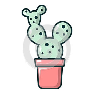 Opuntia cactus icon, cartoon style