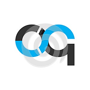 oq, cq, og, cg initials geometric circle logo and icon