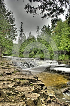 Oquecoc Falls in Michigan's Lower Peninsula in summer