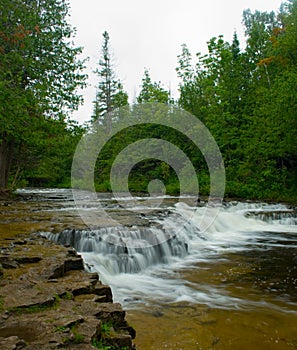 Oquecoc Falls in Michigan's Lower Peninsula in summer