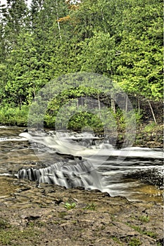 Oquecoc Falls in Michigan's Lower Peninsula in summer