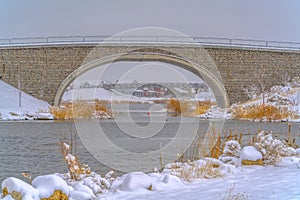 Oquirrh Lake in Daybreak Utah during winter