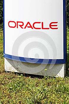 Oracle logo on a panel