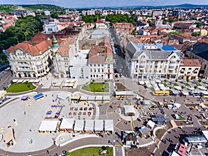 Oradea city center Union Square aerial view photo