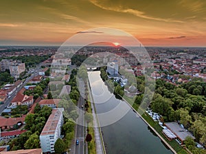 Oradea Cris River at sunset