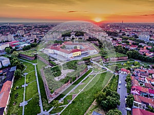 Oradea fortress at sunset aerial view NagyvÃÂ¡rad