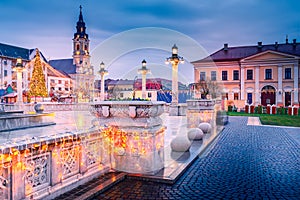 Oradea, Romania - Christmas Union Square, urban landscape in Transylvania