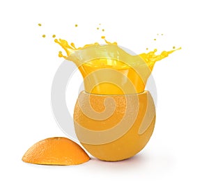 Orage juice splash in orange.