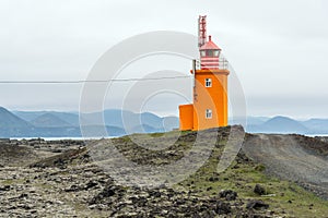 Orage lighthouse on the coast of southern Iceland photo