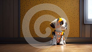 Orage puppy robot in the home photo