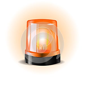 Orahge flashers Siren Vector. Realistic Object. Light Effect. Beacon For Police Cars Ambulance, Fire Trucks. Emergency