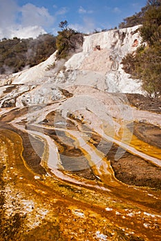 Orakei Korako geothermal park near city of Taupo, New Zealand