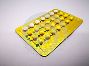 Oral contraceptive drug. 21 yellow pills consist of Ethinyl estradiol 0.035 mg. and Levonogestrel 0.15 mg. and 7 white pills