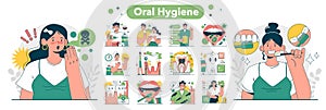 Oral hygiene concept. Dental cleaning tools preventing bad breath