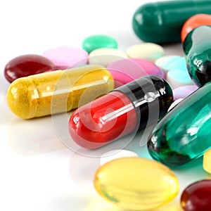 Oral medications on White Background.