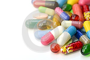 Oral medications on White Background.
