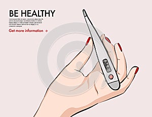 Ústnej teplomer meranie zdravotná starostlivosť zariadenia. elektronický horúčka meranej charakteristiky zdravotné v ruke. krása zdravotná starostlivosť 