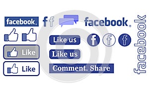 Set Facebook icon.set Facebook icon.