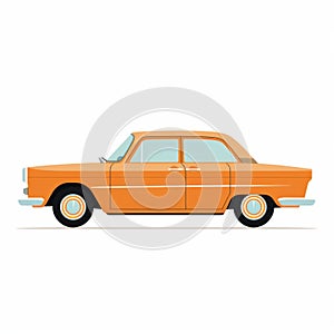 Orange A4 Car Vector Illustration In Soviet Socialist Realism Style