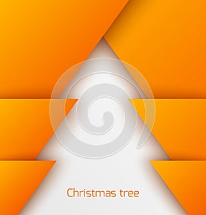 Orange abstract christmas tree paper applique