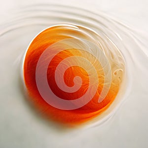 Orange abstract circle particles wave background