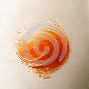 Orange abstract circle particles wave background