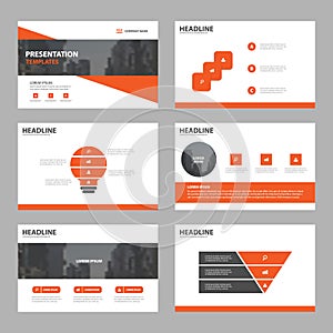 Orange Abstract presentation templates, Infographic elements template flat design set for brochure flyer leaflet marketing advert