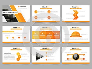 Orange Abstract presentation templates, Infographic elements template flat design set for annual report brochure flyer leaflet