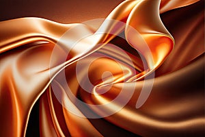 Orange abstract shiny plastic silk or satin wavy background. Generative AI