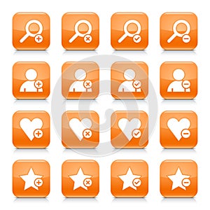 Orange additional sign square icon web button photo
