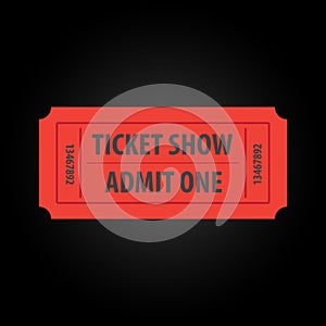 Orange admission ticket isolated on black