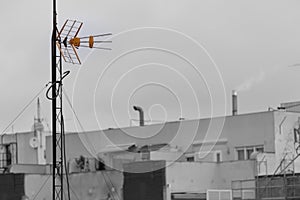 orange aerial television antenna