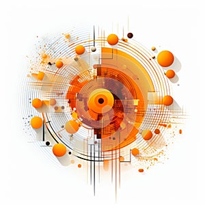 Orange Algorithmic Art On White Background