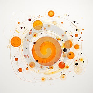 Orange Algorithmic Art On White Background