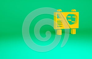 Orange Amusement park billboard icon isolated on green background. Entertainment in vacation. Minimalism concept. 3d