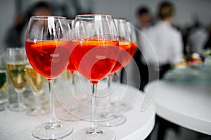 Orange aperol in glasses at a banquet