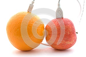 The orange and apple are connected 2