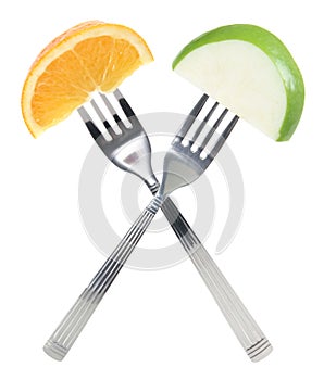 Orange and Apple on Forks