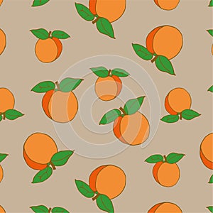 Orange Apricots Pattern Repeat - seamless background vector illustration