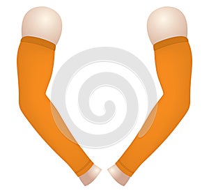 Orange Arm Sleeve UV Protection For Template On White Background