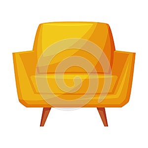 Orange Armchair, Cozy Room Interior Design Vector Illustration on White Background