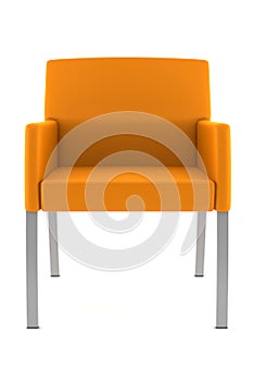 Orange armchair isolated on white background