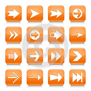 Orange arrow sign rounded square icon web button photo