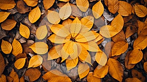 orange autumn leaves in the park, sunny autumn nature background. place for text.Generative AI