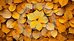 orange autumn leaves in the park, sunny autumn nature background. place for text.Generative AI