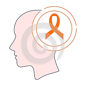 Orange awareness ribbon icon