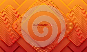 Orange background with 3D style. Ractangle background with a combination of dots and lines. Eps10 Vector background