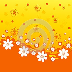orange background with daisies