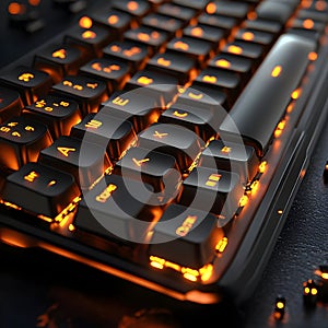 Orange Backlit Keyboard Close-up