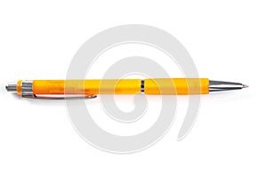 Orange ball-point pen isolated on white